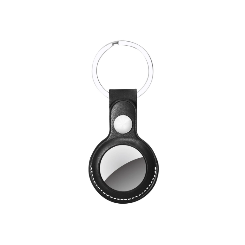 AirTag FineWoven Leather Secure Holder with Key Ring Black